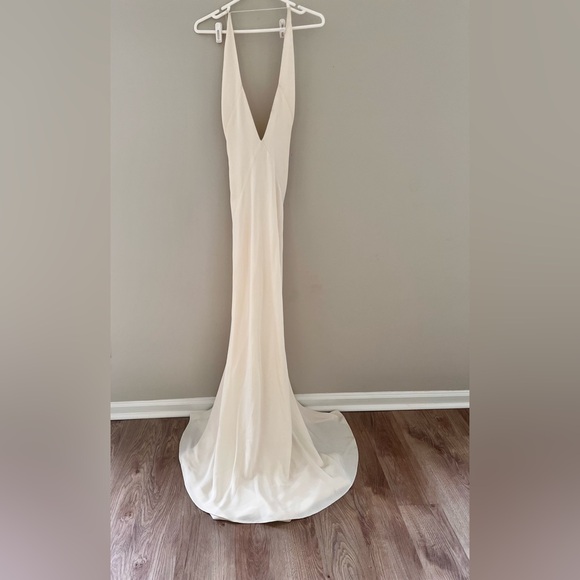 Michael Lo Sordo Alexandra Silk Wedding  Maxi Dress Ivory Size 12 - Picture 8 of 16
